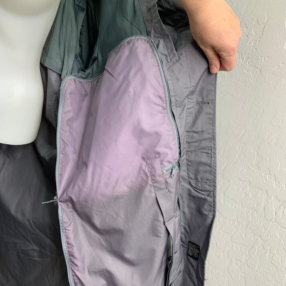 Totes Sz Medium Packable Rain Jacket Trench Coat Gray Long Lightweight Collar - Picture 7 of 9